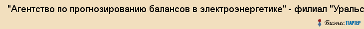 "Агентство по прогнозированию балансов в электроэнергетике" - филиал "Уральский", ЗАО, Екатеринбург